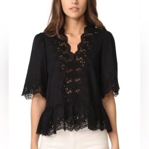 Ulla Johnson Heda lace blouse inserts noir